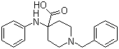 CAS # 85098-64-2, 1-Benzyl-4-phenylaminopiperidine-4-carboxylic acid, 4-Anilino-1-benzylpiperidine-4-carboxylic acid, 4-(Phenylamino]-1-benzyl-4-piperidinecarboxylic acid
