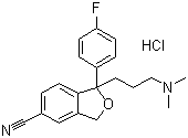 CAS # 85118-27-0, Citalopram hydrochloride, 1-[3-(Dimethylamino)propyl]-1-(4-fluorophenyl)-1,3-dihydro-5-isobenzofurancarbonitrile hydrochloride