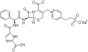 CAS # 85287-61-2, Cefpimizole sodium, Sodium (6R,7R)-7-[[(2R)-2-[(2-carboxy-3H-imidazole-4-carbonyl)amino]-2-phenylacetyl]amino]-8-oxo-3-[[4-(2-sulfonatoethyl)pyridin-1-ium-1-yl]methyl]-5-thia-1-azabicyclo[4.2.0]oct-2-ene-2-carboxylate