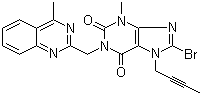 structure of CAS# 853029-57-9, 8-Bromo-7-(2-butyn-1-yl)-3,7-dihydro-3-methyl-1-[(4-methyl-2-quinazolinyl)methyl]-1H-purine-2,6-dione