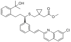 CAS # 855473-51-7, Montelukast Acid Methyl Ester, methyl 2-[1-[[(1R)-1-[3-[(E)-2-(7-chloroquinolin-2-yl)ethenyl]phenyl]-3-[2-(2-hydroxypropan-2-yl)phenyl]propyl]sulfanylmethyl]cyclopropyl]acetate