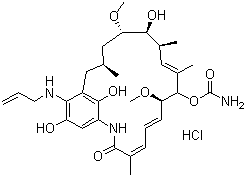 CAS # 857402-63-2, Retaspimycin hydrochloride, 18,21-Didehydro-17-demethoxy-18,21-dideoxo-18,21-dihydroxy-17-(2-propen-1-ylamino)geldanamycin hydrochloride
