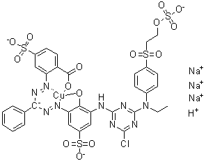 CAS 登录号：86024-59-1, [2-[[[[3-[[4-氯-6-[乙基[4-[[2-(磺基氧基)乙基]磺酰基]苯基]氨基]-1,3,5-三嗪-2-基]氨基]-2-羟基-5-磺基苯基]偶氮]苯基甲基]偶氮]-4-磺基苯甲酸]氢铜酸三钠盐