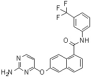 6-[(2-Amino-4-pyrimidinyl)oxy]-N-[3-(trifluoromethyl)phenyl]-1-naphthalenecarboxamide molecular structure (CAS 861875-60-7)