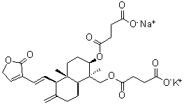 CAS # 863319-40-8, 14-Deoxy-11,12-didehydroandrographolide bis(hemisuccinate) potassium sodium salt, Potassium sodium dehydroandrographolide succinate, Yanhuning