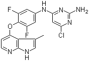 structure of CAS# 867017-68-3, 6-氯-N4-[3,5-二氟-4-[(3-甲基-1H-吡咯并[2,3-b]吡啶-4-基)氧]苯基]-2,4-嘧啶二胺