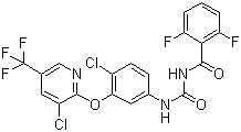 CAS # 86811-58-7, Fluazuron, N-(((4-Chloro-3-((3-chloro-5-(trifluoromethyl)-2-pyridinyl)oxy)phenyl)amino)carbonyl)-2,6-difluorobenzamide, 1-[4-Chloro-3-(3-chloro-5-trifluoromethyl-2-pyridyloxy)phenyl]-3-(2,6-difluorobenzoyl)urea