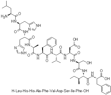 CAS # 868527-33-7, L-Leucyl-L-histidyl-L-histidyl-L-alanyl-L-phenylalanyl-L-valyl-L-alpha-aspartyl-L-seryl-L-isoleucyl-L-phenylalanine