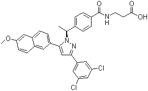 CAS # 870823-12-4, N-[4-[(1S)-1-[3-(3,5-Dichlorophenyl)-5-(6-methoxy-2-naphthalenyl)-1H-pyrazol-1-yl]ethyl]benzoyl]-beta-alanine, Merck Glucagon Receptor Antagonist