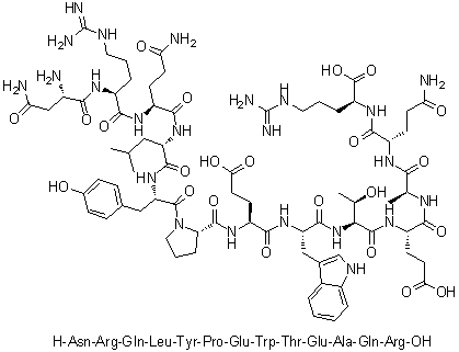 CAS # 871344-85-3, L-Asparaginyl-L-arginyl-L-glutaminyl-L-leucyl-L-tyrosyl-L-prolyl-L-alpha-glutamyl-L-tryptophyl-L-threonyl-L-alpha-glutamyl-L-alanyl-L-glutaminyl-L-arginine
