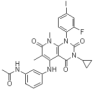 structure of CAS# 871700-25-3, N-[3-[[3-环丙基-1-(2-氟-4-碘苯基)-6,8-二甲基-2,4,7-三氧代-1,2,3,4,7,8-六氢吡啶并[2,3-d]嘧啶-5-基]氨基]苯基]乙酰胺