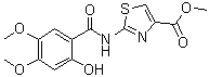 structure of CAS# 877997-99-4, 2-[(2-羟基-4,5-二甲氧基苯甲酰基)氨基]-4-噻唑羧酸甲酯