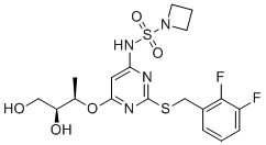 structure of CAS# 878385-84-3, N-(2-(((2,3-二氟苯基)甲基)硫代)-6-(((1R,2S)-2,3-二羟基-1-甲基丙基)氧基)-4-嘧啶基)-1-吖丁啶磺酰胺