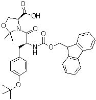 structure of CAS# 878797-09-2, (4S)-3-[(2S)-3-[4-(叔丁氧基)苯基]-2-[[芴甲氧羰基]氨基]-1-氧代丙基]-2,2-二甲基-4-恶唑烷羧酸