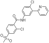 CAS 登录号：879085-55-9, 2-氯-N-[4-氯-3-(2-吡啶基)苯基]-4-(甲磺酰基)苯甲酰胺