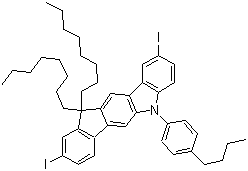 CAS # 879689-97-1, 5-(4-Butylphenyl)-5,11-dihydro-2,9-diiodo-11,11-dioctylindeno[1,2-b]carbazole
