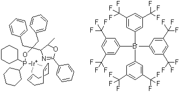 structure of CAS# 880262-14-6, [(1,2,5,6-eta)-1,5-环辛二烯][1-[(4R,5R)-4,5-二氢-5-甲基-2-苯基-4-恶唑基]-2-苯基-1-(苯基甲基)乙基二环己基亚膦酸]铱四[3,5-二(三氟甲基)苯基]硼酸盐