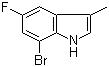 structure of CAS# 883001-24-9, 7-溴-5-氟-3-甲基-1H-吲哚