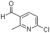 structure of CAS# 884495-36-7, 2-Methyl-6-chloropyridine-3-carboxaldehyde