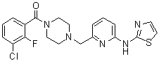 CAS # 885325-71-3, 6-[[4-(3-Chloro-2-fluorobenzoyl)piperazin-1-yl]methyl]-N-(thiazol-2-yl)pyridin-2-amine