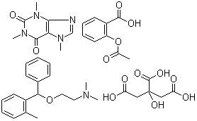 CAS 登录号：88566-80-7, 2-(乙酰氧基)苯甲酸和 3,7-二氢-1,3,7-三甲基-1H-嘌呤-2,6-二酮和 N,N-二甲基-2-[(2-甲基苯基)苯基甲氧基]乙胺和 2-羟基-1,2,3-丙烷三甲酸的混合物