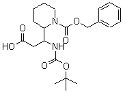 structure of CAS# 886362-34-1, beta-[[叔丁氧羰基]氨基]-1-[(苯基甲氧基)羰基]-2-哌啶丙酸