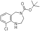 structure of CAS# 886364-21-2, 4-Boc-9-chloro-2,3,4,5-tetrahydro-1H-benzo[e][1,4]diazepine	