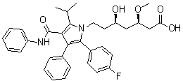 structure of CAS# 887324-53-0, (betaR,deltaR)-2-(4-氟苯基)-delta-羟基-beta-甲氧基-5-(1-甲基乙基)-3-苯基-4-[(苯基氨基)羰基]-1H-吡咯-1-庚酸