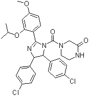 structure of CAS# 890090-75-2, 4-[[4,5-Bis(4-chlorophenyl)-4,5-dihydro-2-[4-methoxy-2-(1-methylethoxy)phenyl]-1H-imidazol-1-yl]carbonyl]-2-piperazinone