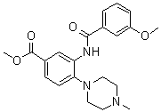 structure of CAS# 890190-22-4, 3-[(3-甲氧基苯甲酰基)氨基]-4-(4-甲基-1-哌嗪基)苯甲酸甲酯