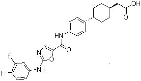 CAS # 892489-52-0, trans-4-[4-[[[5-[(3,4-Difluorophenyl)amino]-1,3,4-oxadiazol-2-yl]carbonyl]amino]phenyl]cyclohexaneacetic acid
