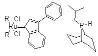 structure of CAS# 894423-99-5, 双[9-(2-甲基丙基)-9-磷杂二环[3.3.1]壬烷](3-苯基-1H-茚-1-亚基)二氯化钌