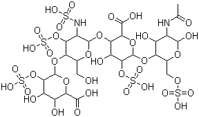 CAS # 9005-49-6 (91449-79-5), Heparin, 6-[5-Acetamido-4,6-dihydroxy-2-(sulfooxymethyl)oxan-3-yl]oxy-3-[5-(6-carboxy-4,5-dihydroxy-3-sulfooxyoxan-2-yl)oxy-6-(hydroxymethyl)-3-(sulfoamino)-4-sulfooxyoxan-2-yl]oxy-4-hydroxy-5-sulfooxyoxane-2-carboxylic acid