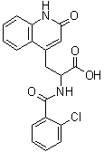 structure of CAS# 90098-06-9, alpha-[(2-Chlorobenzoyl)amino]-1,2-dihydro-2-oxo-4-quinolinepropanoic acid
