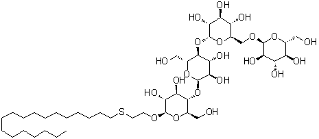 structure of CAS# 90215-01-3, 2-(十八烷基硫基)乙基 O-alpha-D-吡喃葡萄糖基-(1→6)-O-alpha-D-吡喃葡萄糖基-(1→4)-O-alpha-D-吡喃葡萄糖基-(1→4)-beta-D-吡喃葡萄糖苷