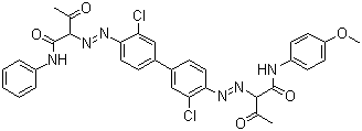 CAS # 90268-23-8 (61815-08-5), Pigment Yellow 126, 2,2'-[(3,3'-Dichloro[1,1'-biphenyl]-4,4'-diyl)bis(azo)]bis[3-oxo-butanamide N,N'-bis(p-anisyl and Ph) derivs., C.I. 21101