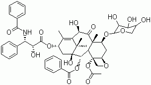 CAS # 90332-63-1, 7-Xylosyl-10-deacetyltaxol, 10-Deacetyltaxol 7-xyloside, b-(Benzoylamino)-a-hydroxy-benzenepropanoic acid [2aR-[2aa,4b,4ab,6b,9a(aR*,bS*),11a,12a,12aa,12ba]]-12b-(acetyloxy)-12-(benzoyloxy)-2a,3,4,4a,5,6,9,10,11,12,12a,12b-dodecahydro-6,11-dihydroxy-4a,8,13,13-tetramethyl-5-oxo-4-(b-D-xylopyranosyloxy)-7,11-methano-1H-cyclodeca[3,4]benz[1,2-b]oxet-9-yl ester