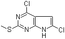 structure of CAS# 90662-12-7, 4,6-二氯-2-甲硫基-7H-吡咯并[2,3-d]嘧啶