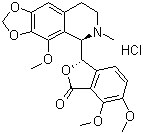 CAS 登录号：912-60-7, 盐酸那可丁, 盐酸那可汀, 6,7-二甲氧基-3-(4-甲氧基-6-甲基-7,8-二氢-5H-[1,3]二氧环戊并[4,5-g]异喹啉-5-基)-3H-2-苯并呋喃-1-酮盐酸盐