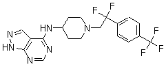 structure of CAS# 913574-42-2, N-[1-[2,2-Difluoro-2-[4-(trifluoromethyl)phenyl]ethyl]-4-piperidinyl]-1H-pyrazolo[3,4-d]pyrimidin-4-amine