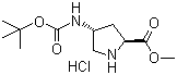 structure of CAS# 913742-54-8, (2S,4R)-4-叔丁氧羰基氨基吡咯烷-2-羧酸甲酯盐酸盐
