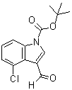 structure of CAS# 914349-00-1, 4-Chloro-3-formyl-1H-indole-1-carboxylic acid 1,1-dimethylethyl ester