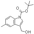 structure of CAS# 914349-03-4, 3-(Hydroxymethyl)-5-methyl-1H-indole-1-carboxylic acid 1,1-dimethylethyl ester
