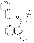 structure of CAS# 914349-16-9, 3-(Hydroxymethyl)-7-(phenylmethoxy)-1H-indole-1-carboxylic acid 1,1-dimethylethyl ester
