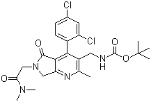 CAS # 915731-88-3, [4-(2,4-Dichlorophenyl)-6-dimethylcarbamoylmethyl-2-methyl-5-oxo-6,7-dihydro-5H-pyrrolo[3,4-b]pyridin-3-ylmethyl]carbamic acid tert-butyl ester