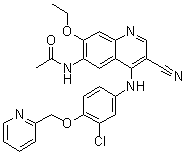 structure of CAS# 915941-95-6, 4-[3-氯-4-[(2-吡啶基)甲氧基]苯胺基]-3-氰基-7-乙氧基-6-(N-乙酰基氨基)喹啉
