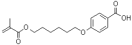 CAS # 91652-00-5, 6-(4-Carboxyphenoxy)hexyl methacrylate, 4-([6-[(2-Methylacryloyl)oxy]hexyl]oxy)benzoic acid, 4-(omega-Methacryloyloxyhexyloxy)benzoic acid, 4-[6-(Methacryloyloxy)hexyloxy]benzoic acid