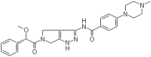 CAS # 916995-51-2, 4-(4-Methyl-1-piperazinyl)-N-[1,4,5,6-tetrahydro-5-[(2S)-2-methoxy-2-phenylacetyl]pyrrolo[3,4-c]pyrazol-3-yl]benzamide