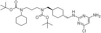 CAS 登录号：917022-13-0, N-[[反式-4-[[(4-氨基-6-氯-2-嘧啶基)氨基]甲基]环己基]甲基]-N-[3-[环己基[(1,1-二甲基乙氧基)羰基]氨基]丙基]氨基甲酸 1,1-二甲基乙基酯