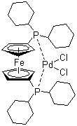 structure of CAS# 917511-90-1, Dichloro[1,1'-bis(dicyclohexylphosphino)ferrocene]palladium (II)